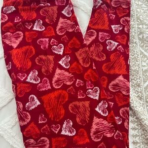 LuLaRoe TC Valentine’s Red, Pink and White Heart Leggings